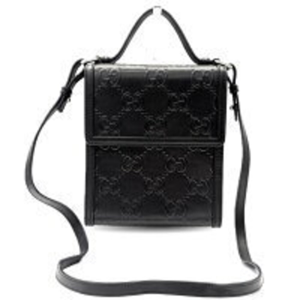 Gucci GG Embossed Leather Shoulder Bag Black